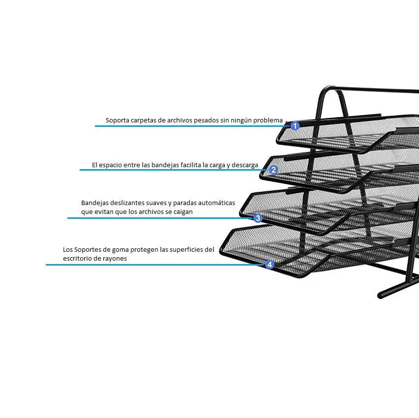 Bandeja De Documentos Metálico De 4 Niveles Para Oficinas
