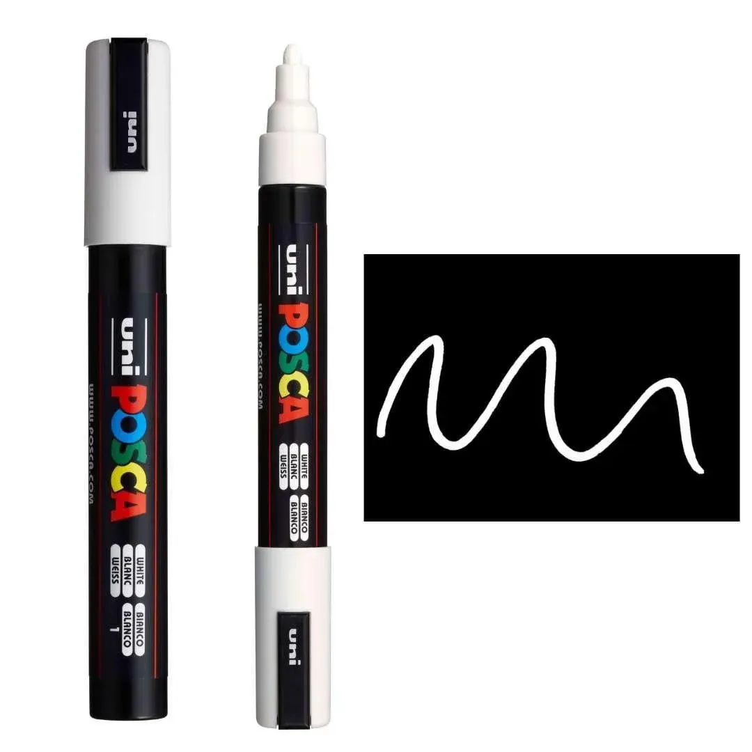 Marcador Posca Pc-5m Blanco, Caja X 6 Unidades