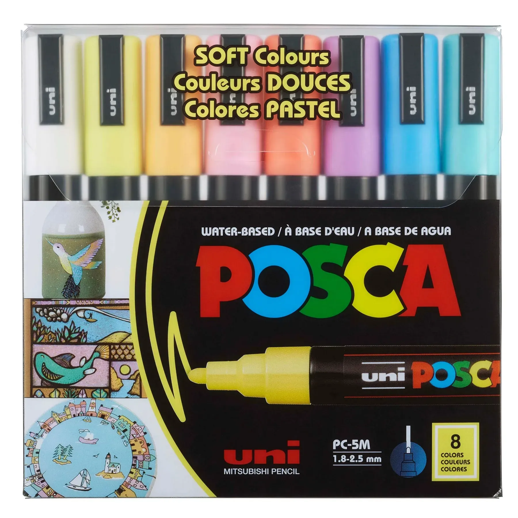 Marcadores Posca Pc-5m X8 Colores Pastel