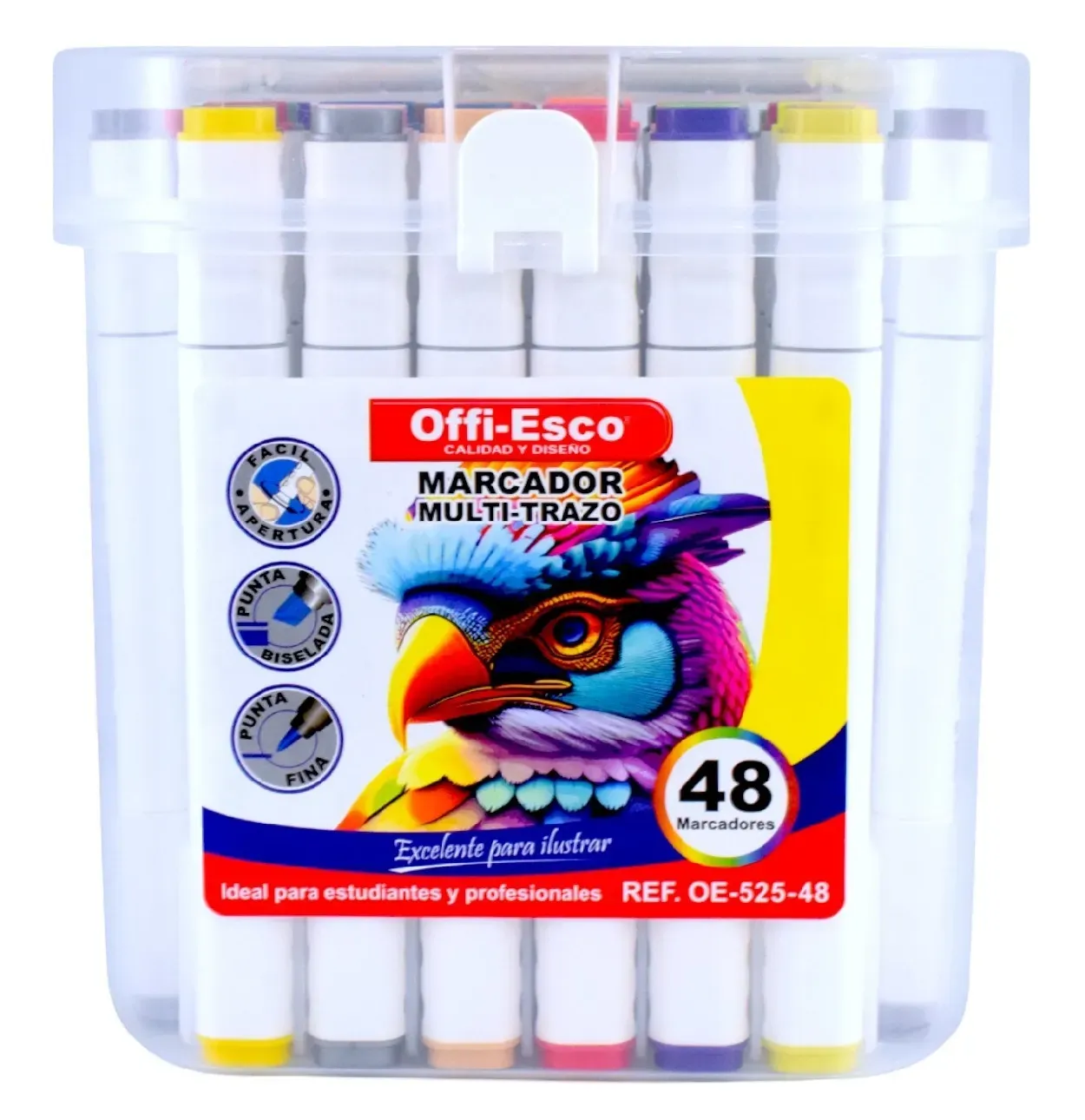 Marcador permanente offi-esco multi-trazo doble punta x48 colores