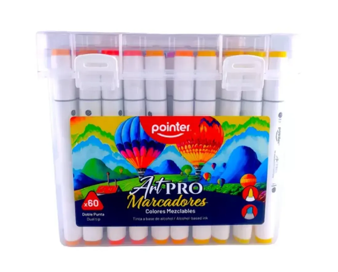 Marcador Permanente Pointer Doble Punta X 60 Colores.