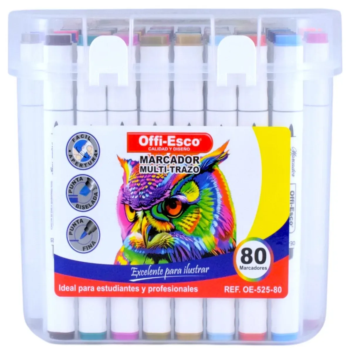 Marcador permanente offi-esco multi-trazo doble punta x80 colores