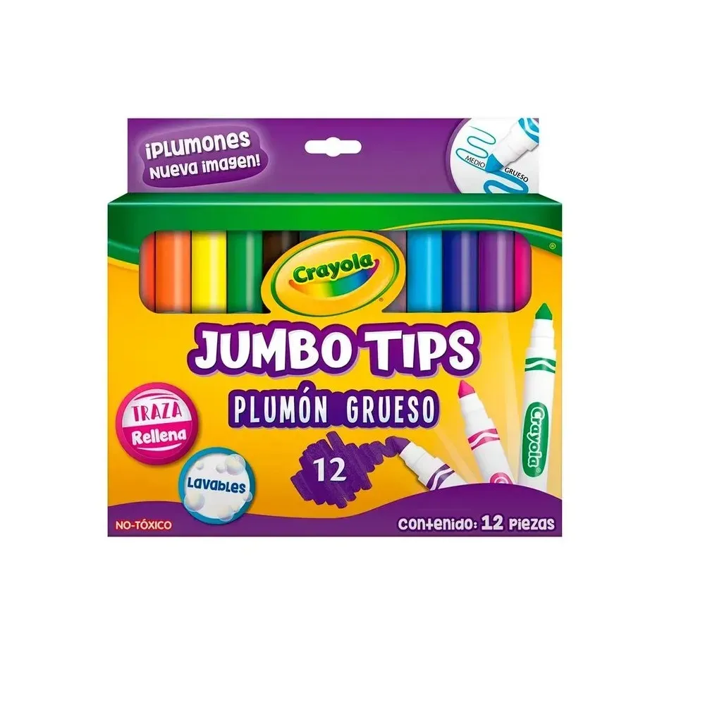 Plumones Crayola Gruesos Lavable Jumbo Tips X 12 Colores.