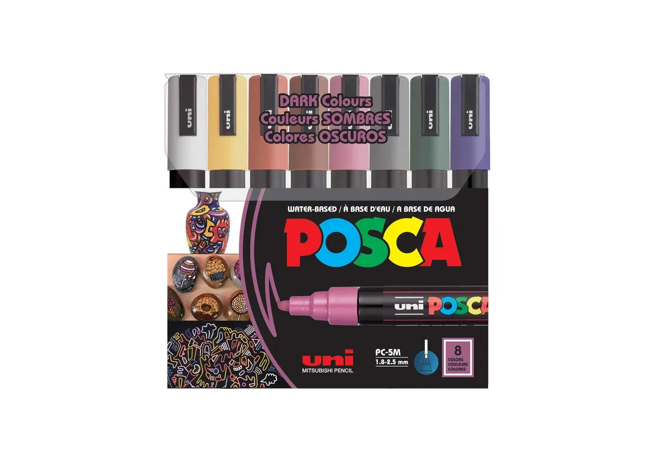 Marcadores Posca Pc-5m X8 Colores Oscuros