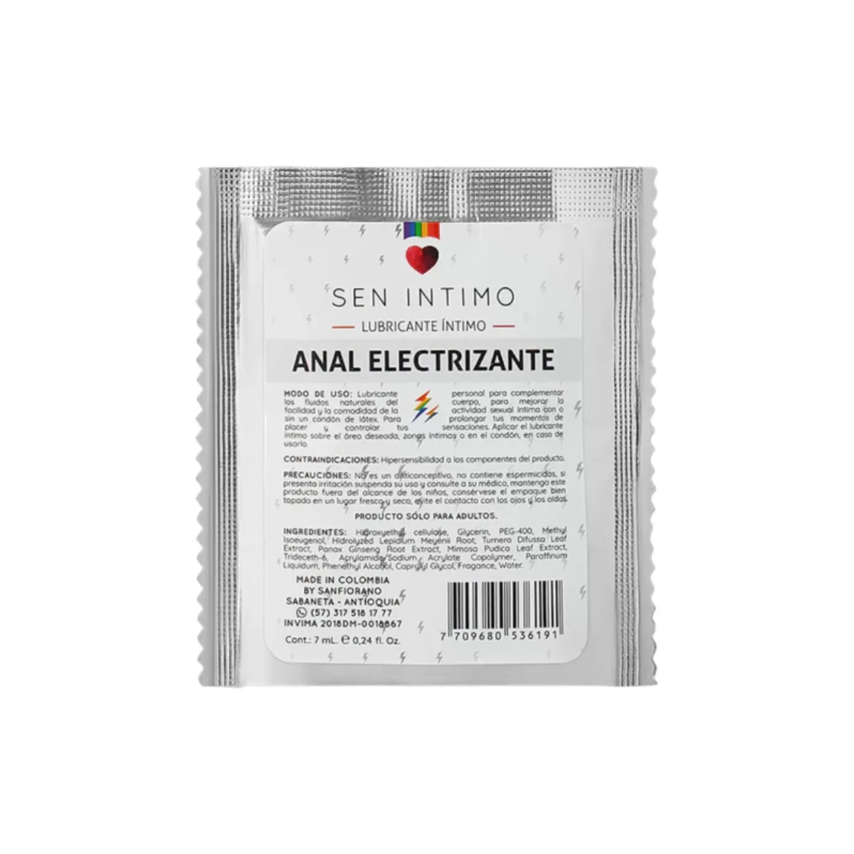 Lubricante Intimo Anal Electrizante Sachet X 7ml Sen Íntimo