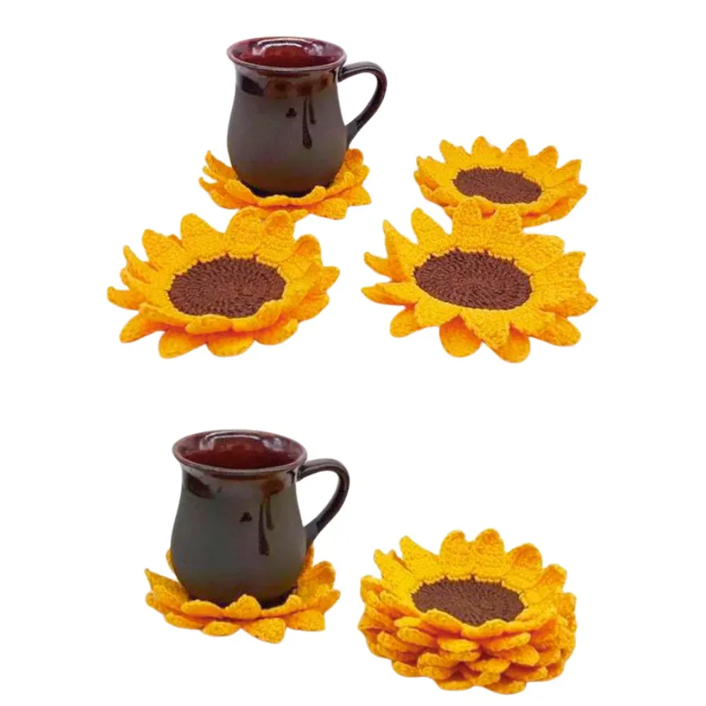 Porta Vasos Tejidos Set 4 Girasol