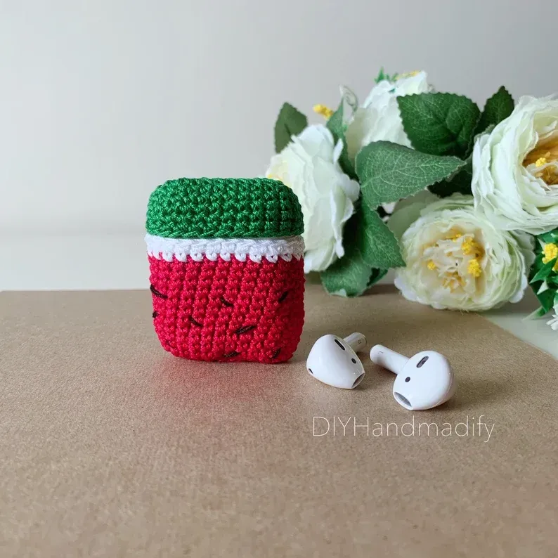 Funda Airpods Tejida Sandia