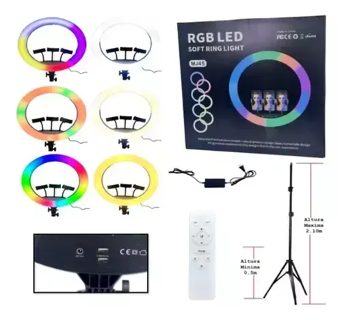 Aro De Luz Rgb Con Tripode De 45cm Y Soporte Celular