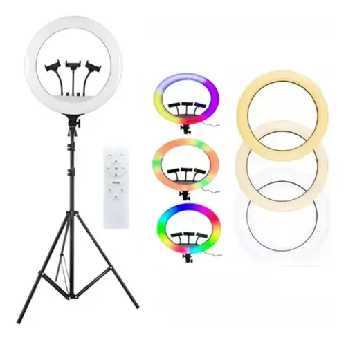 Aro De Luz Rgb Con Tripode De 45cm Y Soporte Celular