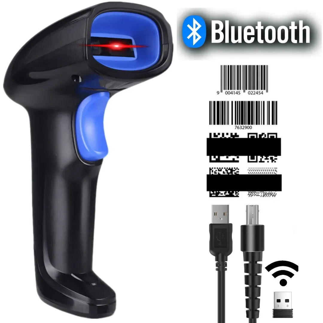 Lector Inalámbrico De Códigos De Barras Con Conexión Bluetooth 1d, 2d Qr Pdf417, Cable Usb, Resistente A Caídas, Compatible Con Todos Los Sistemas, Batería De Larga Duración, Memoria De Almacenamiento