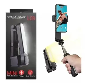 Estabilizador Robotico Gimbal L09 Cardán De Mano Color Negro Palo De Selfie Soporte De Teléfono Móvil Con Bluetooth Y Luz