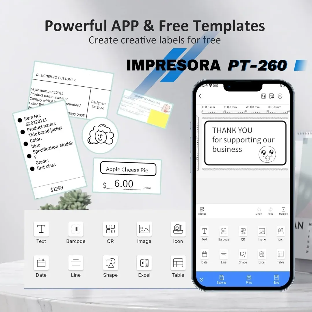 Impresora Térmica De Etiquetas Adhesivas Goopjrt Pt-260, Impresora Portátil Con Bluetooth Y Usb, Impresión 58mm, Para Pegatinas, Etiquetas Adhesivas, Stickers, Códigos De Barras, Android Y iOS