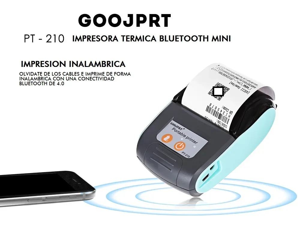 Impresora Mini Bluetooth Térmica Recibos POS Celular 58mm USB con Estuche Portátil y Batería recargable