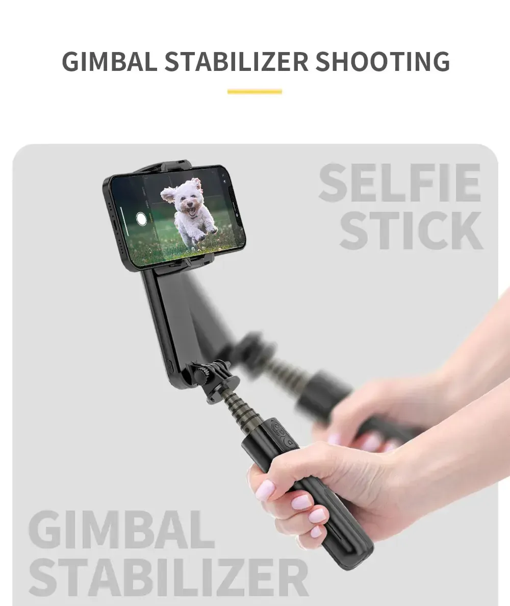 Estabilizador Robotico Gimbal L09 Cardán De Mano Color Negro Palo De Selfie Soporte De Teléfono Móvil Con Bluetooth Y Luz