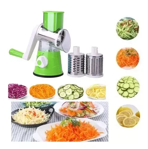 Rallador Cortador Triturador De Verduras Manual 3 En 1 Color Verde