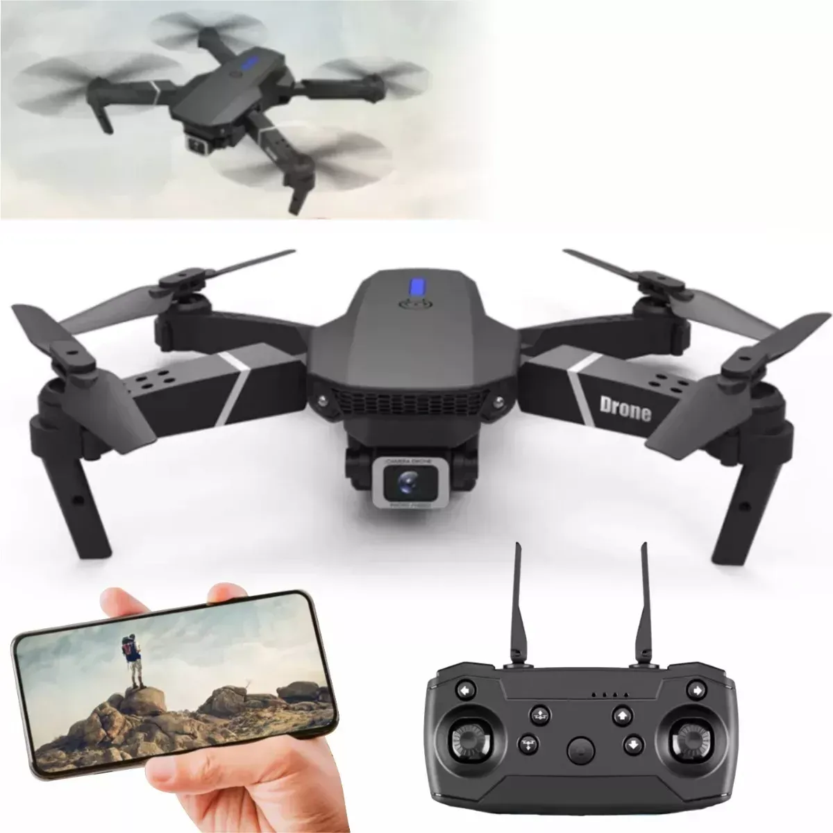 Drone Mini Cámara 1080p Control Remoto Wifi Luz Led