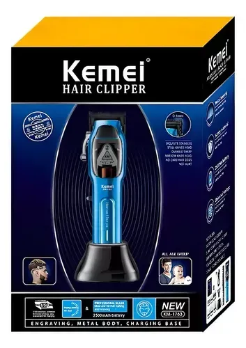 Máquina Peluquera Kemei Profesional Km-1763 Color Azul 5V