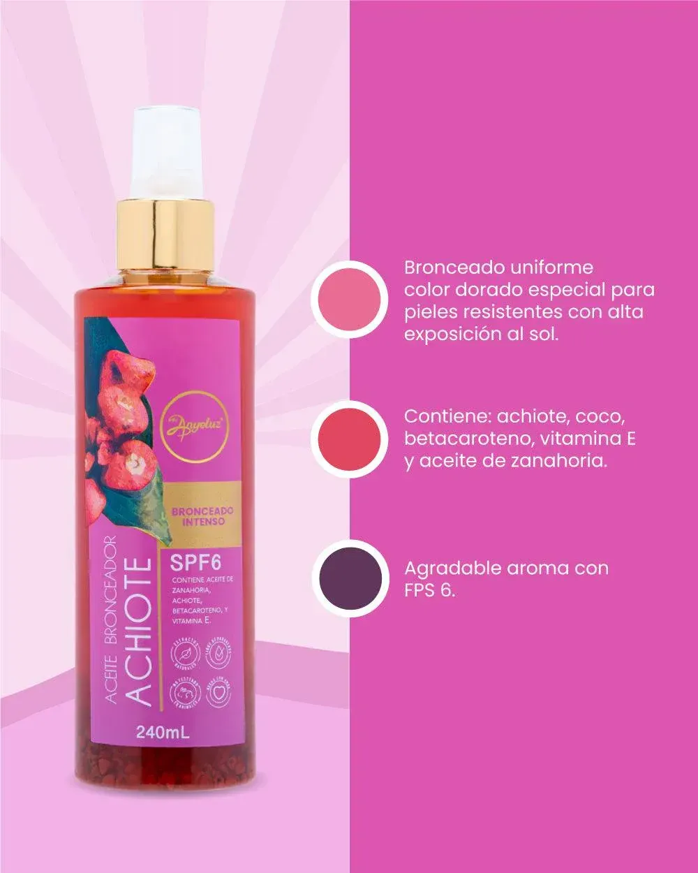 Aceite Bronceador Anyeluz Achiote 240ml