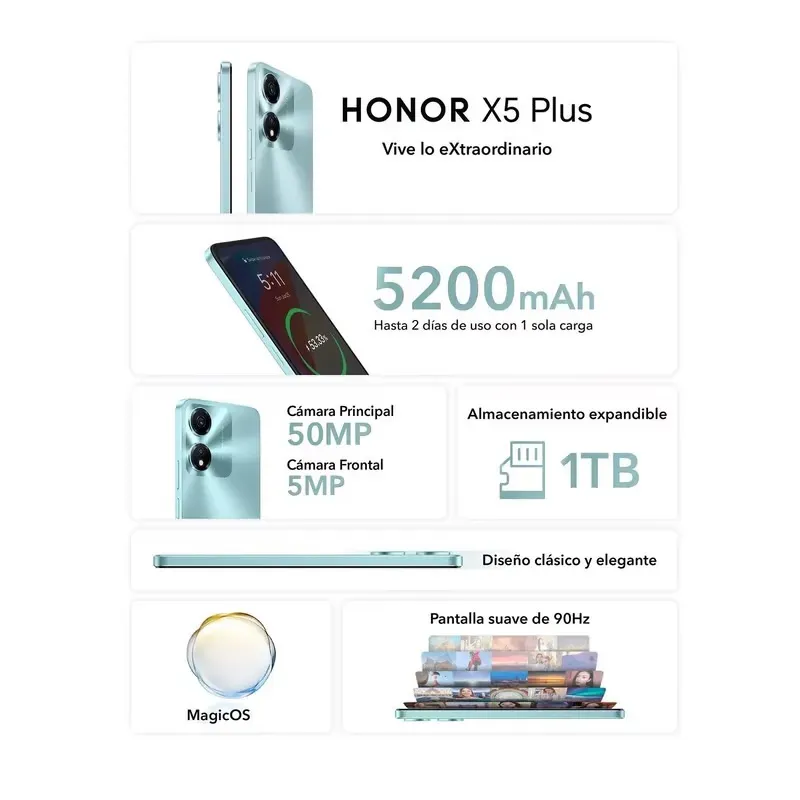 Celular HONOR X5b Plus 256GB Negro