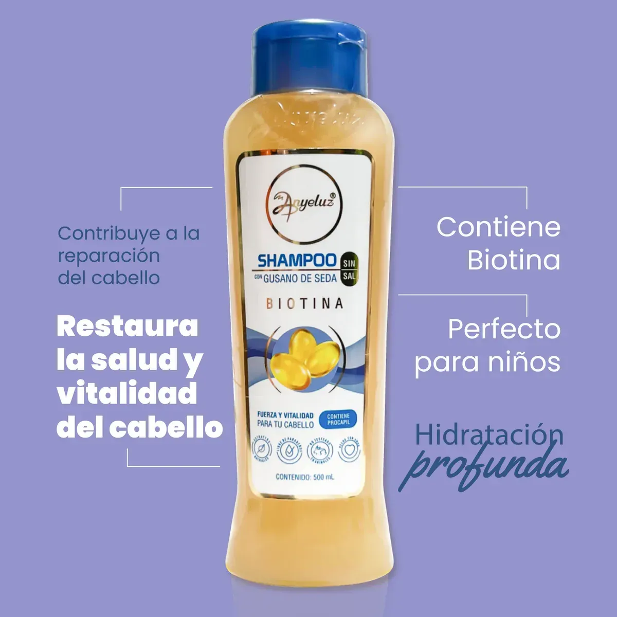 Shampoo Gusano De Seda Y Biotina Anyeluz 