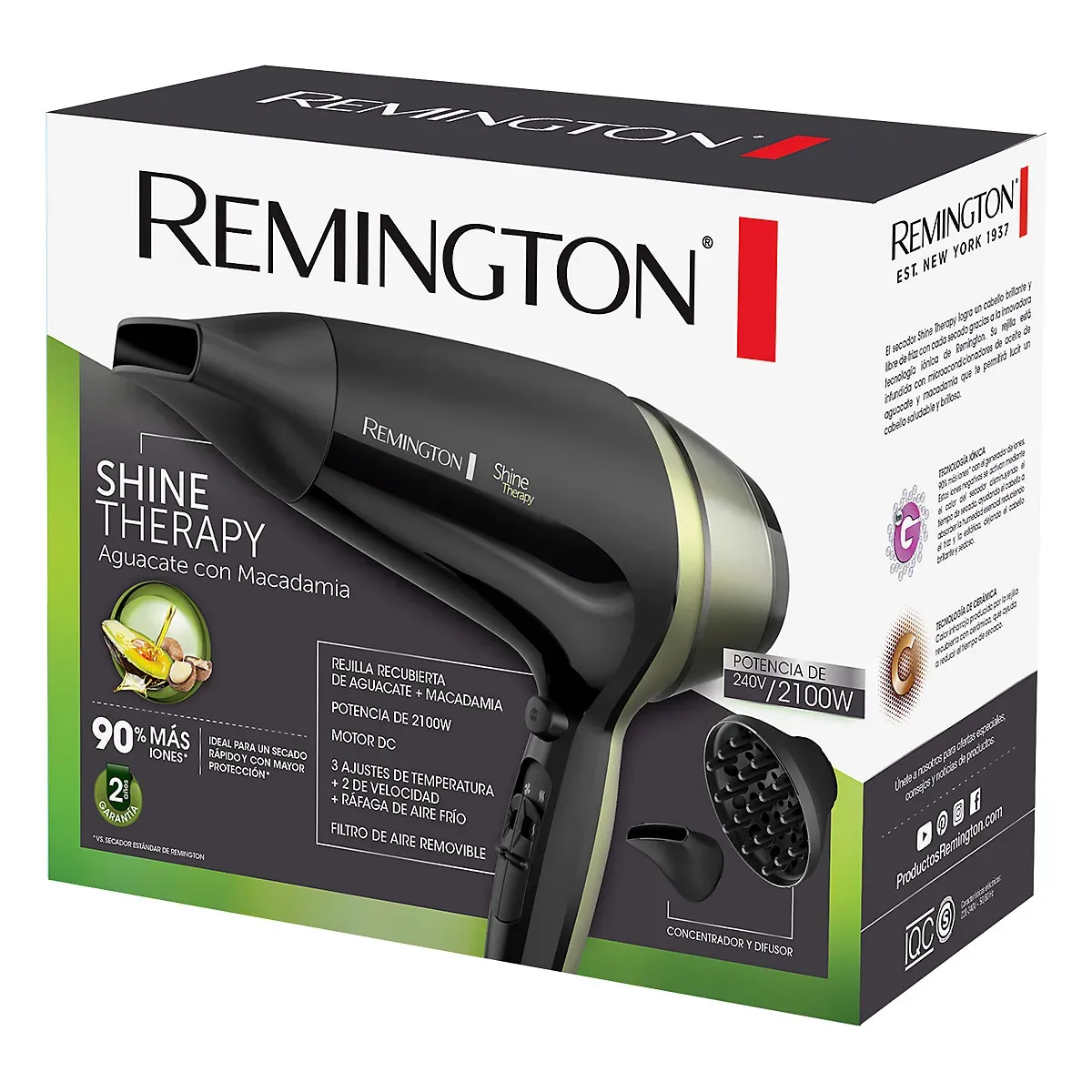 Secador  REMINGTON Shine Terapy Aguacate Con Macadamia