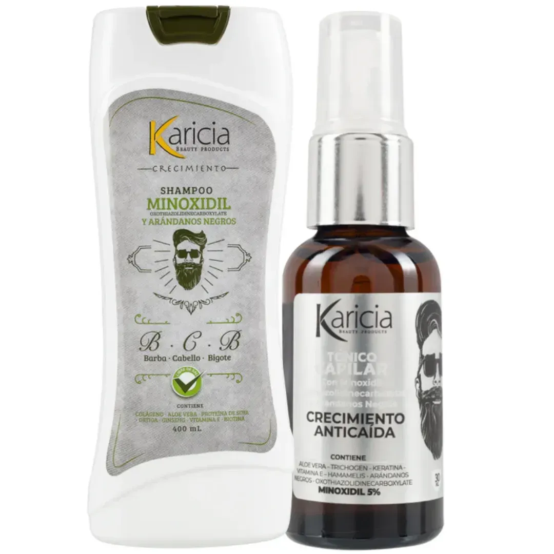 Kit Completo Shampoo Y Tónico Minoxidil De Hombre Karicia