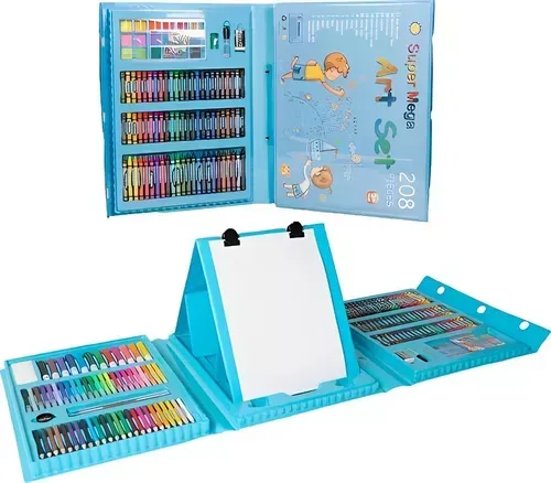 Set Kit Arte Niños Maleta Crayon Acuarela Plumon 208 Piezas