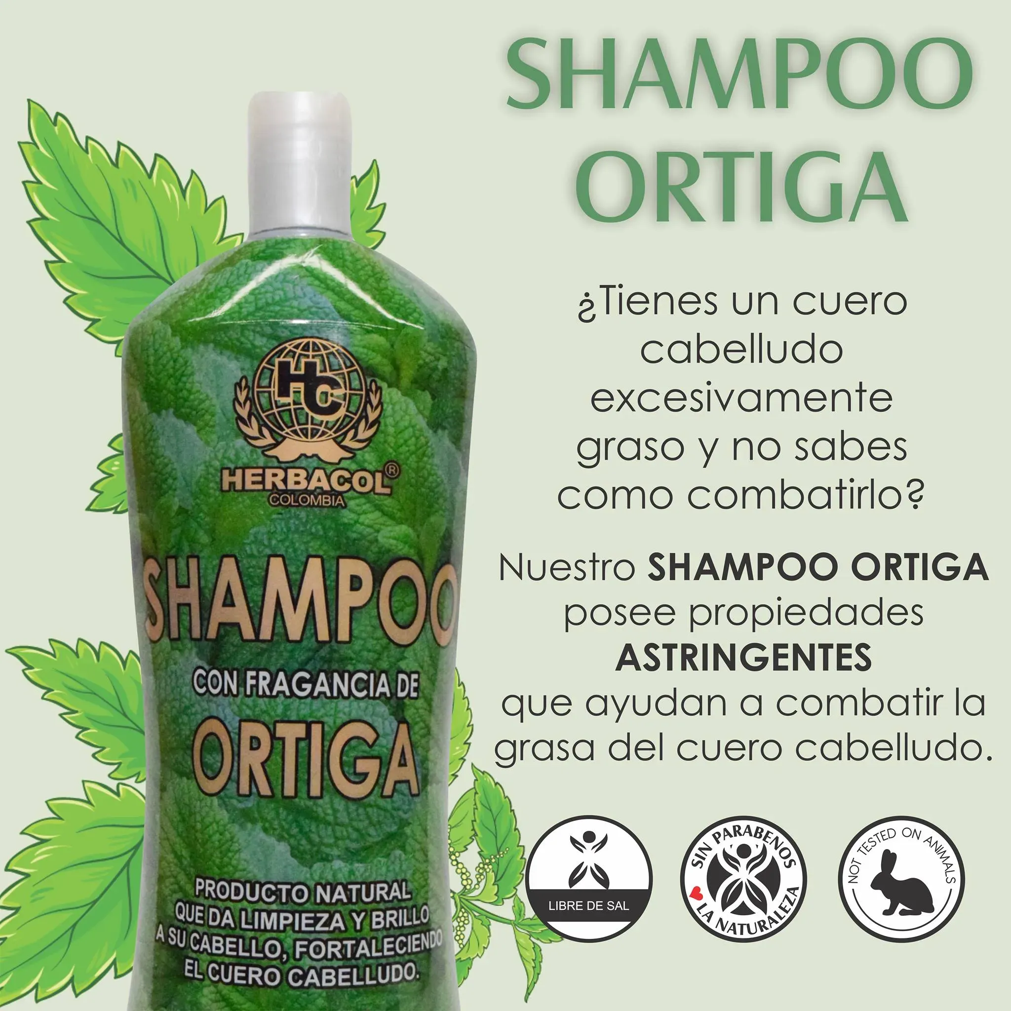 Shampoo De Ortiga Herbacol 1.000 Ml