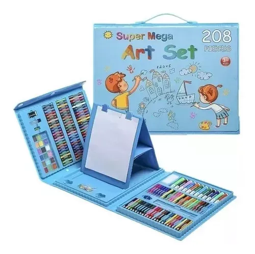 Set Kit Arte Niños Maleta Crayon Acuarela Plumon 208 Piezas