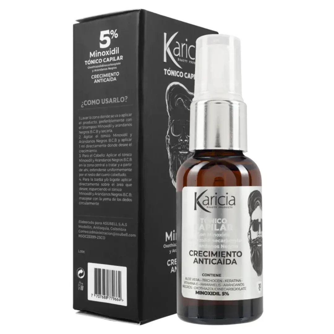 Kit Completo Shampoo Y Tónico Minoxidil De Hombre Karicia