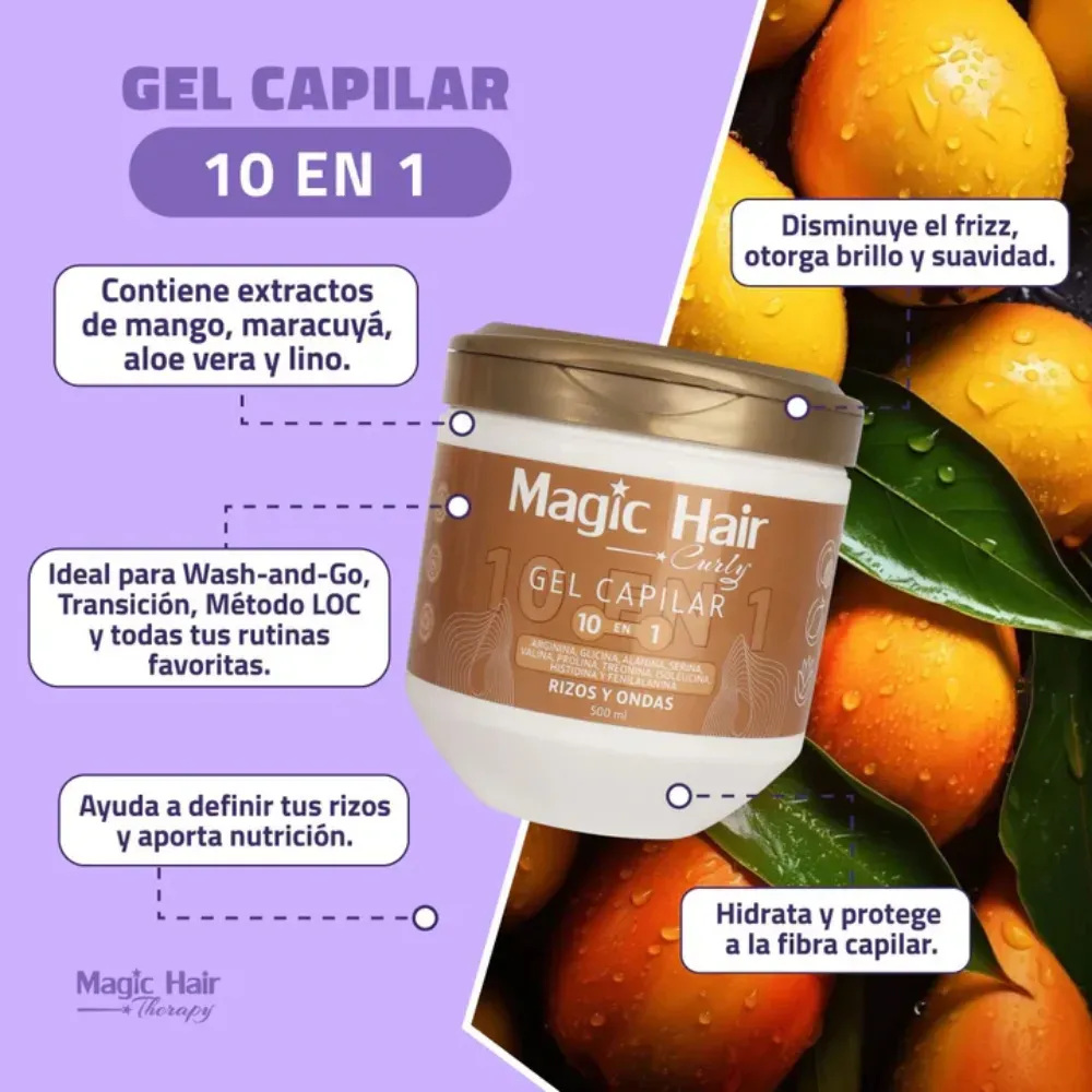 Gel Capilar Para Crespos  10 En 1 Magic Hair 