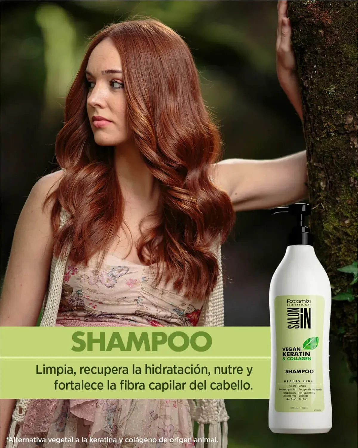 Shampoo Vegan Keratin  Salón In Recamier x1000 Ml 