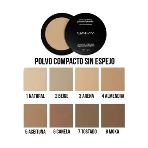 Polvo Compacto Sin Espejo Samy Tono Tostado 