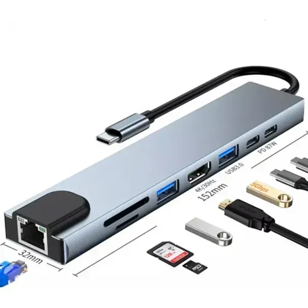 Hub Usb Tipo C 8 En 1 Hdtv Lh036