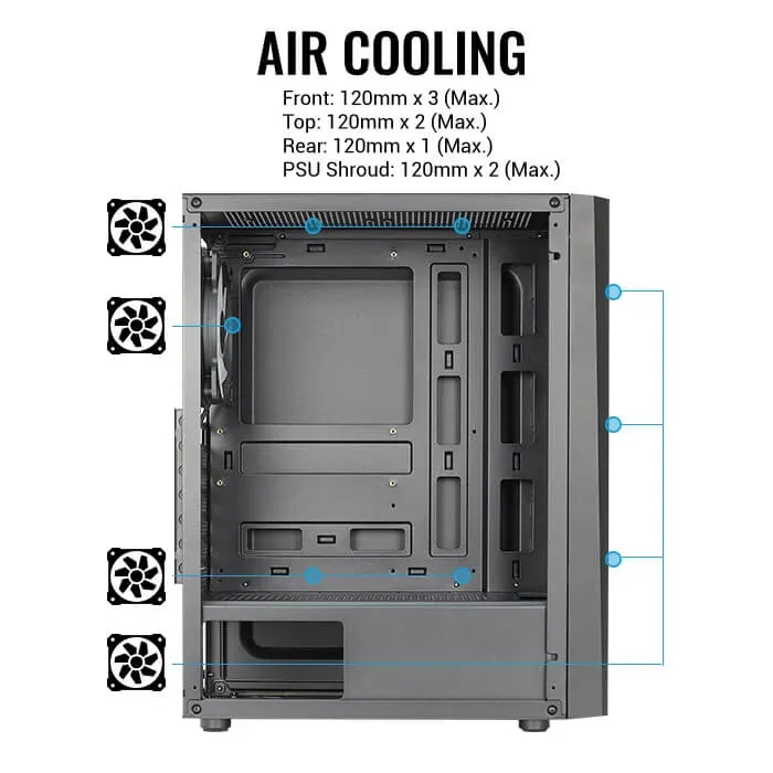 Chasis Aerocool Delta Ventilador G-BK-V2 4 Fans