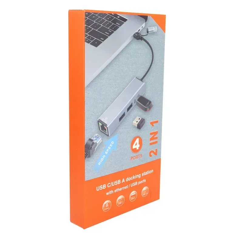 Hub Usb Tipo C Dual Rj45 Base 1000 Lh