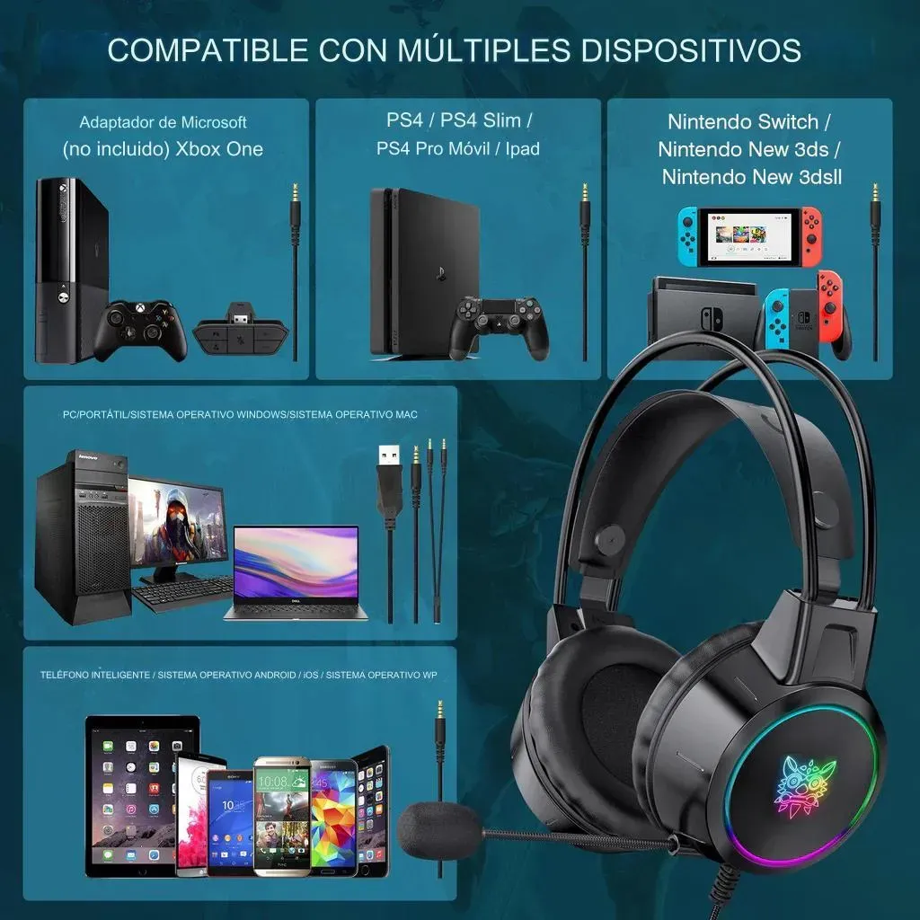 Audífonos Onikuma X15 Pro Rgb Negro Jal-15