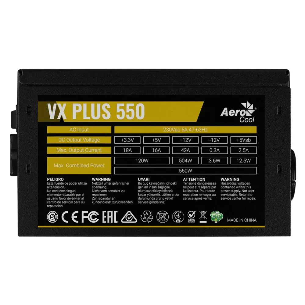 Fuente De Poder Aerocool VX Plus 550