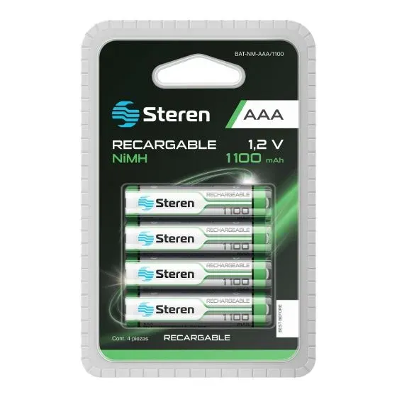 Paquete de 4 pilas recargables "AAA" NiMH 1100 mAh