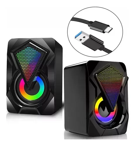 Speakers Solo Usb + Tipo C Rgb Para Pc