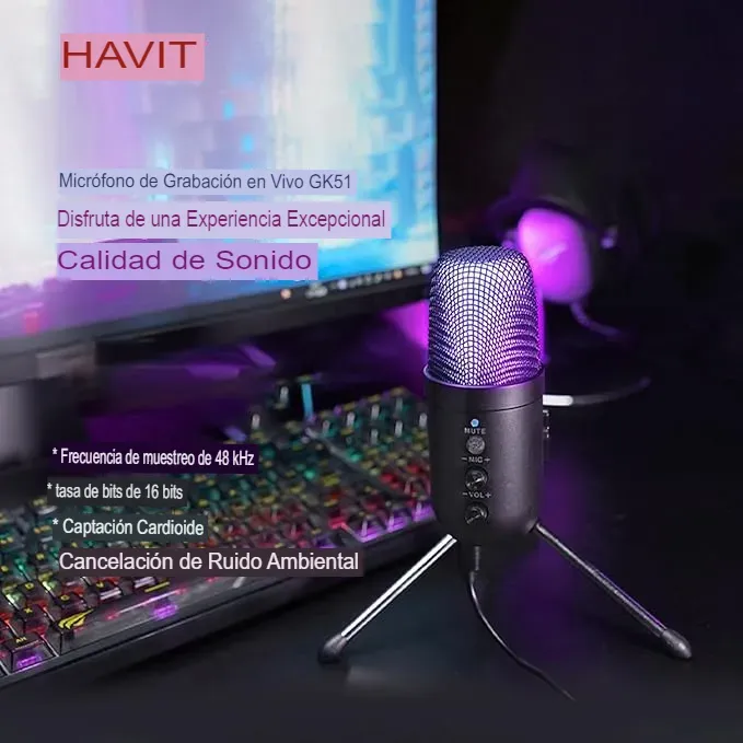 Microfono Podcast Rgb Havit Gk51