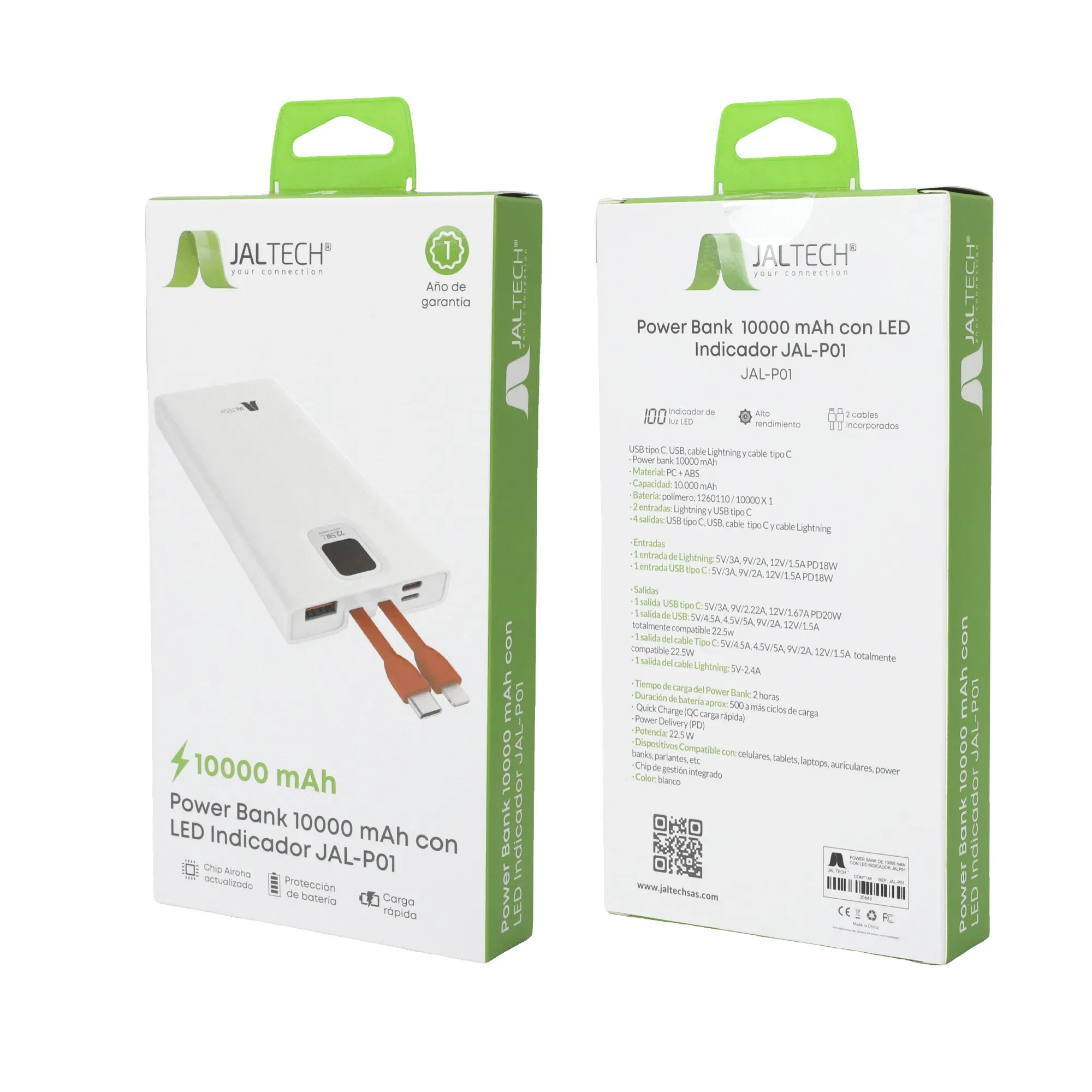 Power Bank Jaltech 10000 Mah Con Led Indicador