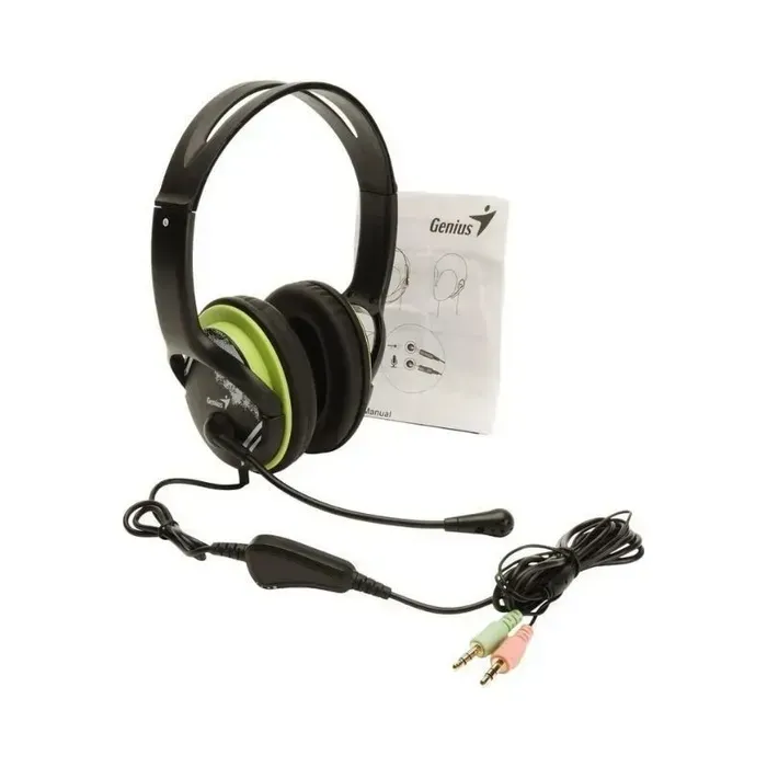 Audifono Diadema Genius Hs-400a 2 Plug 3.5mm Verde/Negro