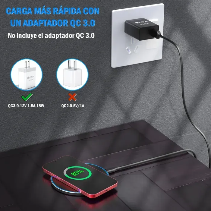 Cargador 1hora Gar151 Inalámbrico Carga Rápida 10w Negro