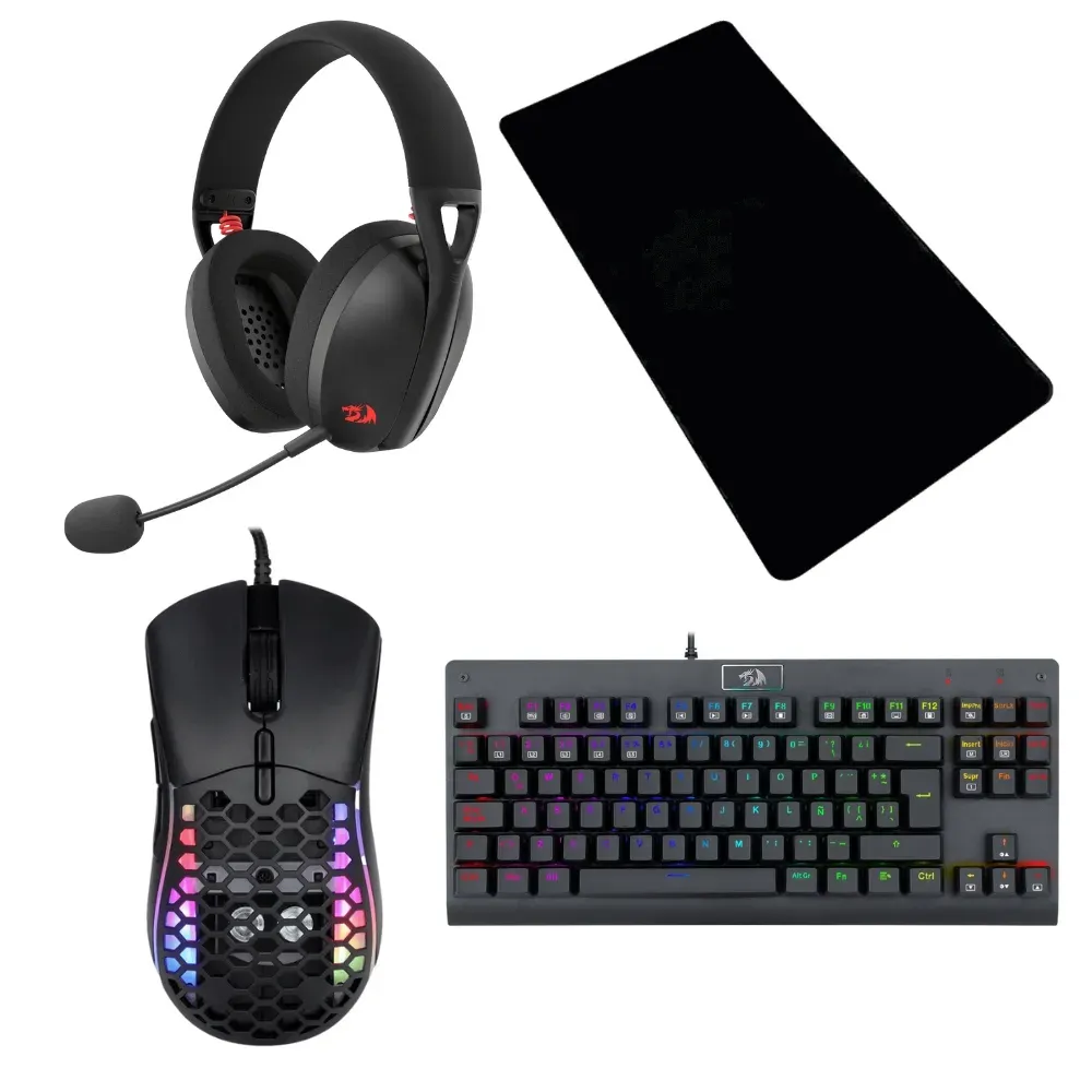 Combo Gladiador Gamer: Teclado + Mouse + Pad + Diadema RGB