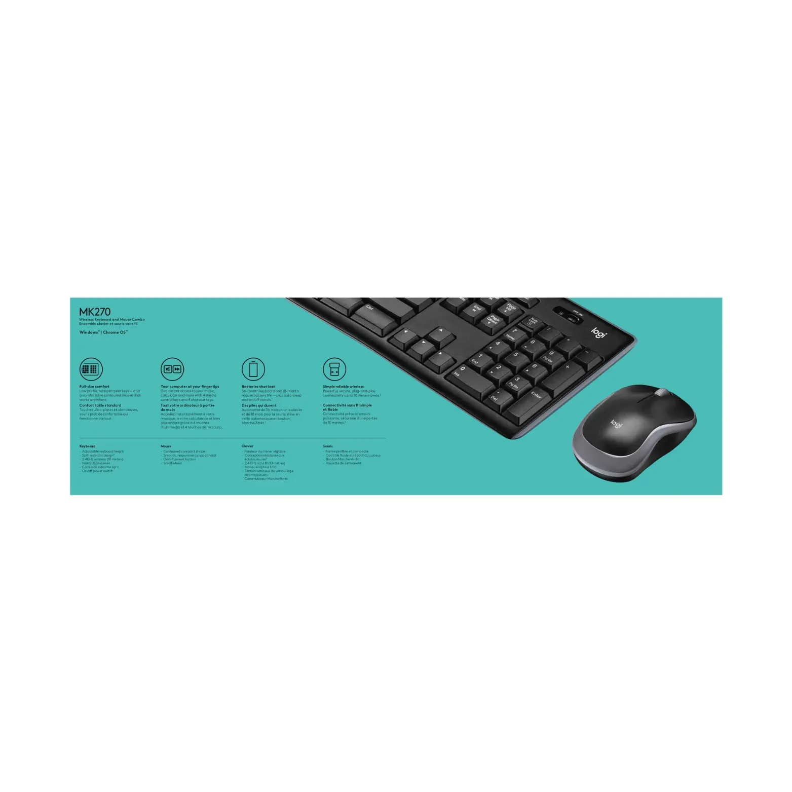 Combo Teclado y Mouse Logitech  Mk270 Inalambrico