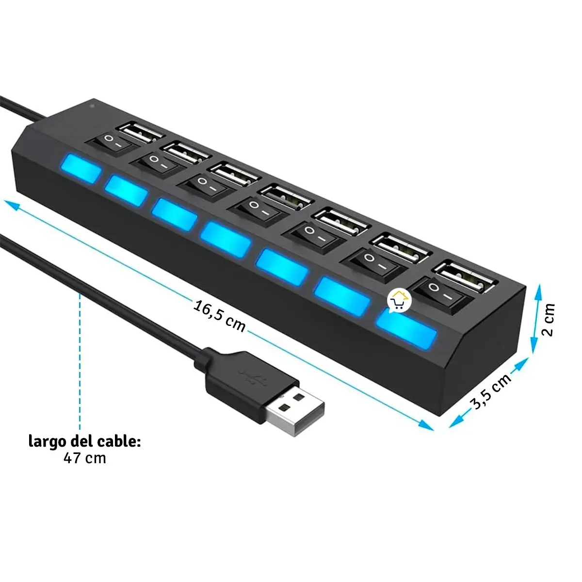 Hub Usb 2.0 Switch Led X7 Hub5