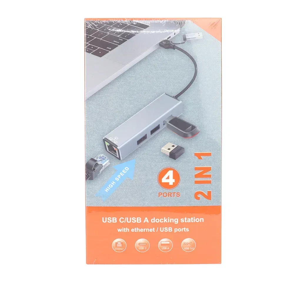 Hub Usb Tipo C Dual Rj45 Lh032