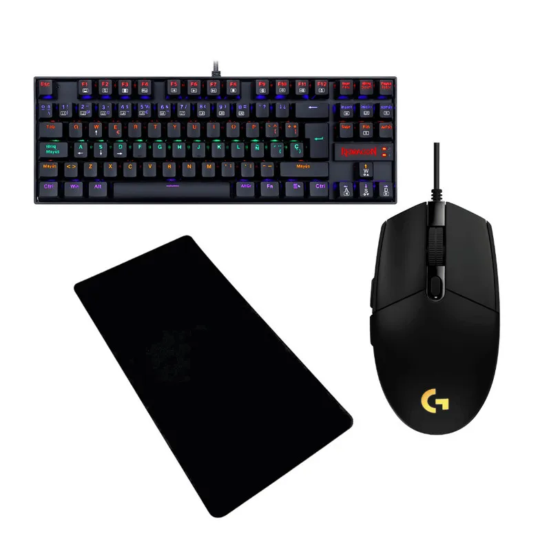 Combo Gamer Redragon K552, Logitech G203 & Pad