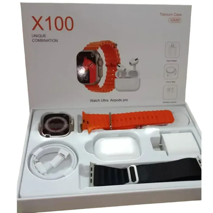 Combo Reloj Smartwatch X100 Ultra + airpods pro audifonos inalambricos 